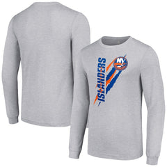 New York Islanders Starter Color Scratch Long-Sleeve T-Shirt - Heather Gray - NHL 201074634