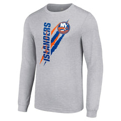 New York Islanders Starter Color Scratch Long-Sleeve T-Shirt - Heather Gray - NHL 201074634