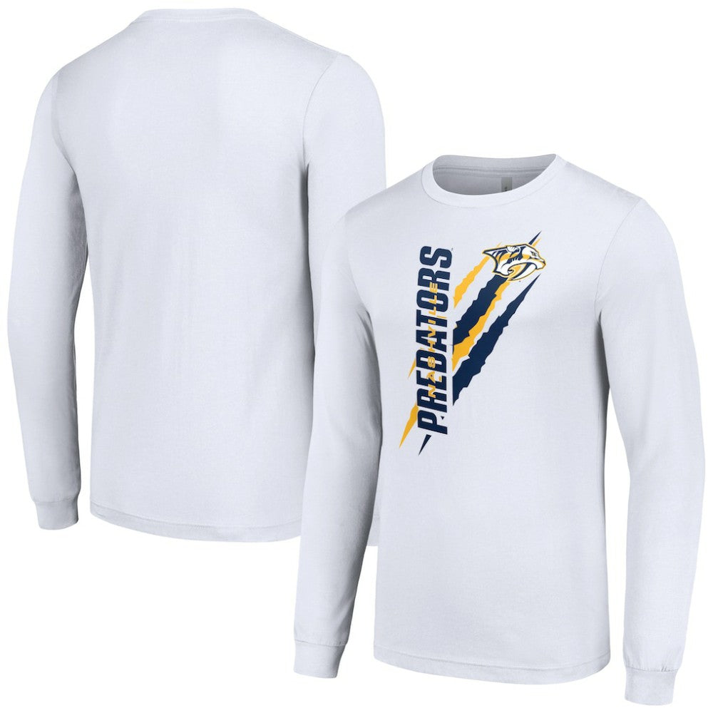 Nashville Predators Starter Color Scratch Long-Sleeve T-Shirt - White - NHL 201074641