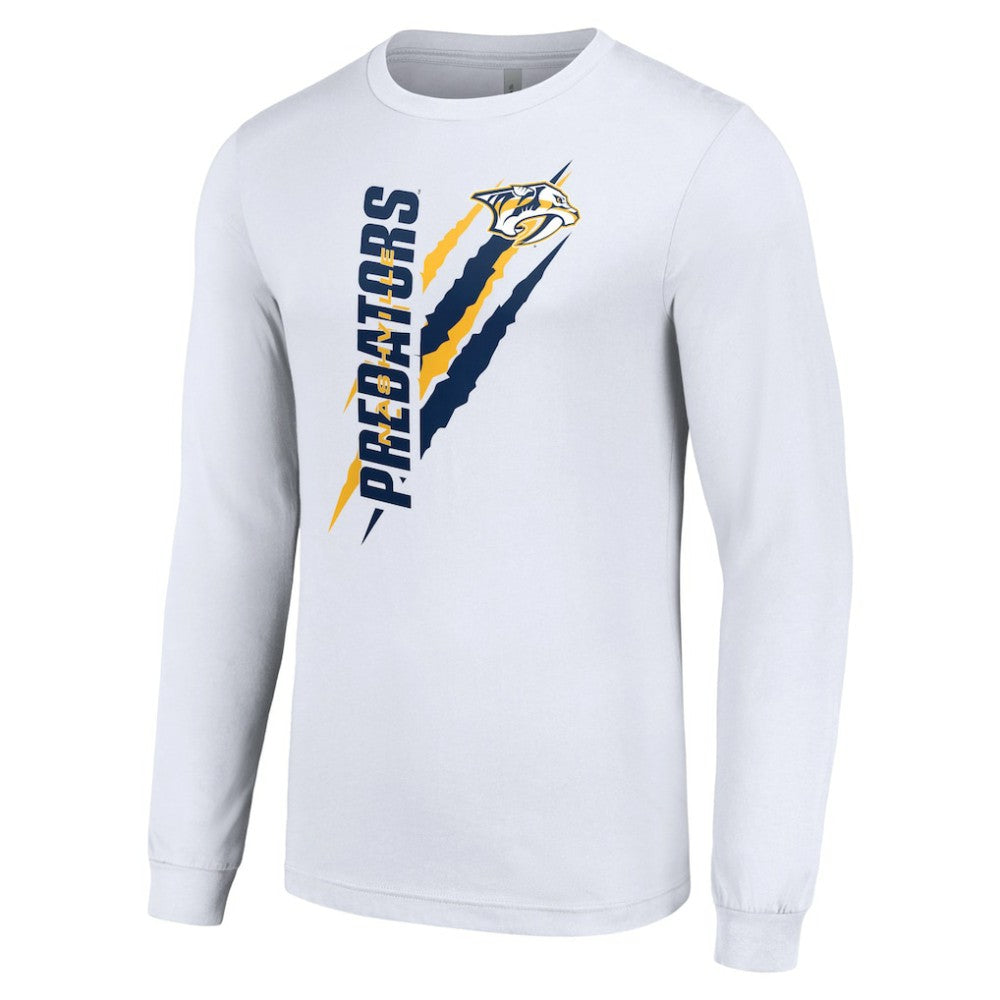 Nashville Predators Starter Color Scratch Long-Sleeve T-Shirt - White - NHL 201074641