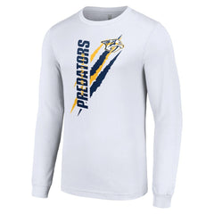 Nashville Predators Starter Color Scratch Long-Sleeve T-Shirt - White - NHL 201074641