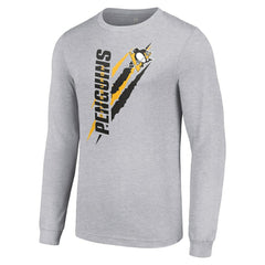 Pittsburgh Penguins Starter Color Scratch Long-Sleeve T-Shirt - Heather Gray - NHL 201074644