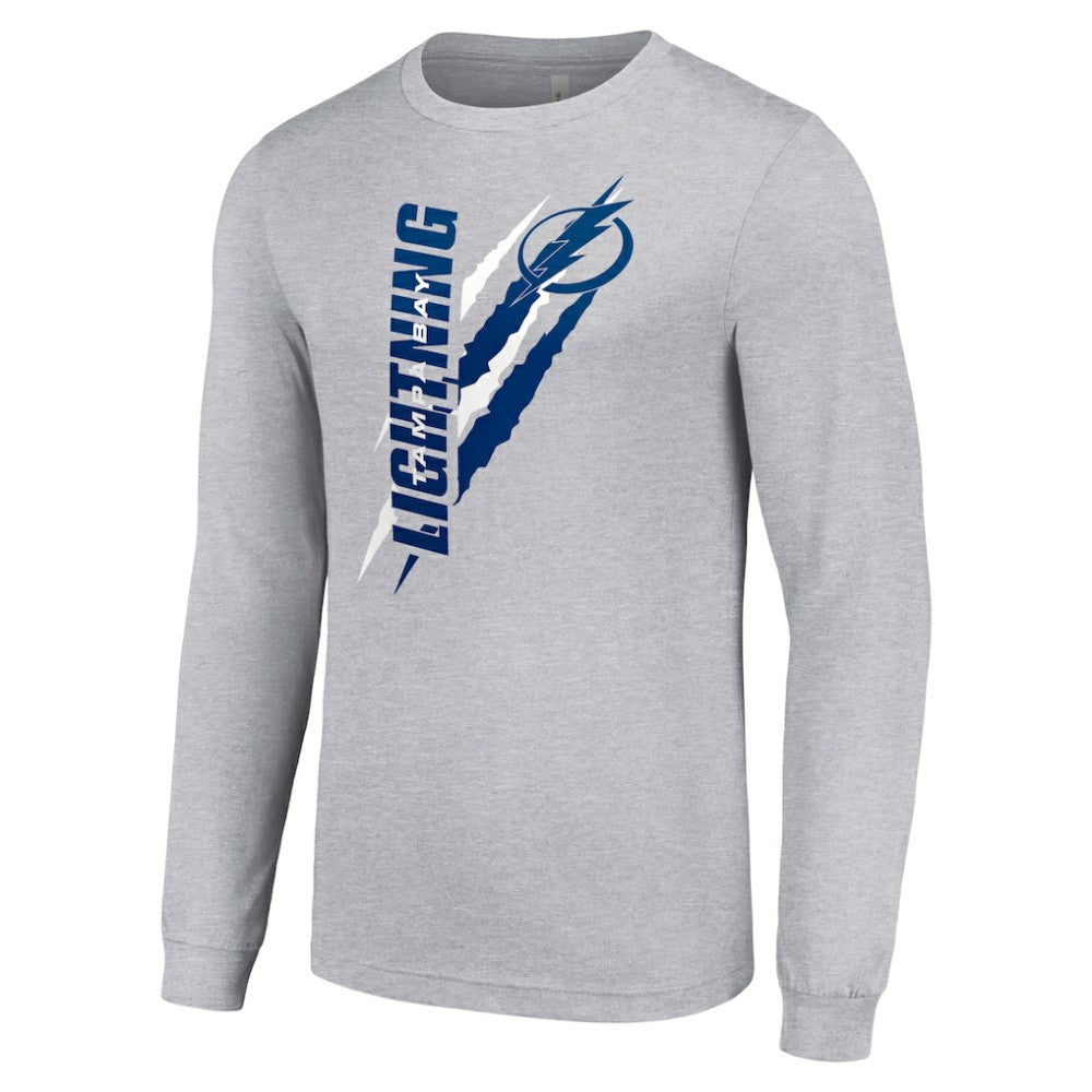 Tampa Bay Lightning Starter Color Scratch Long-Sleeve T-Shirt - Heather Gray - NHL 201074653