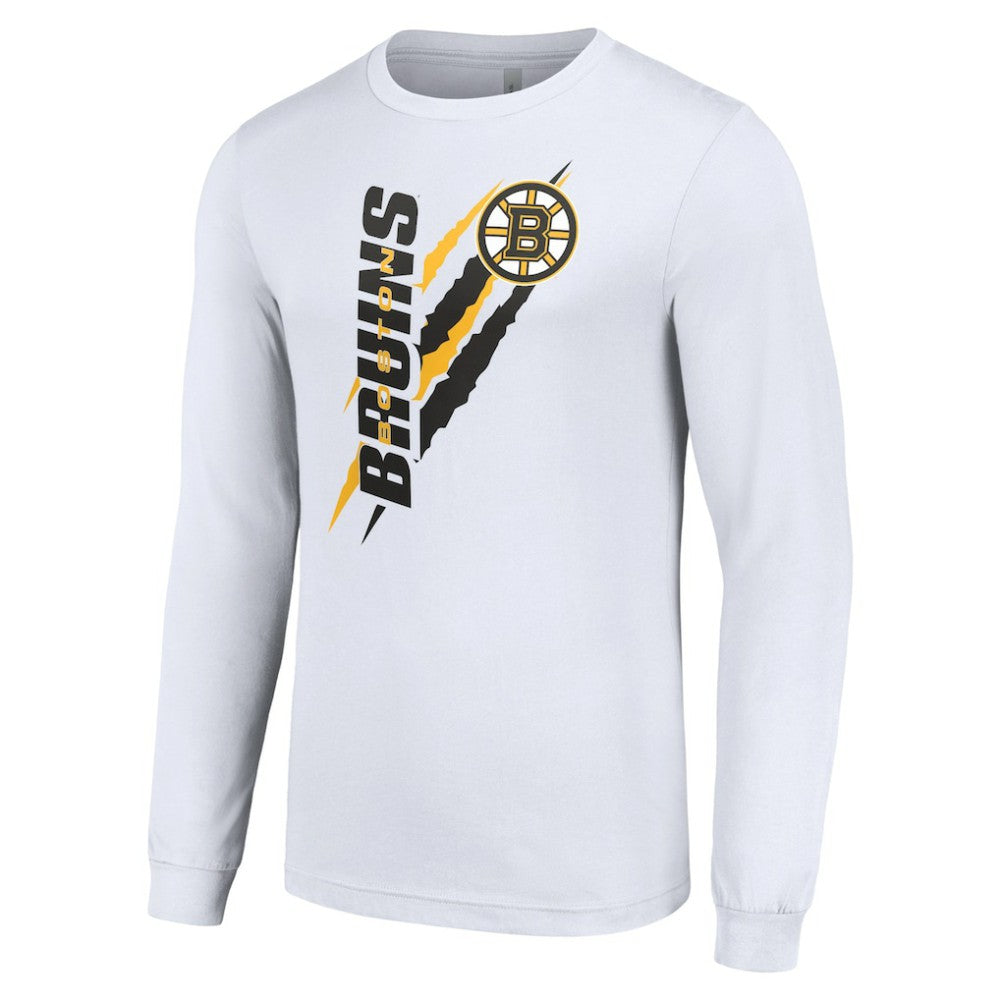 Boston Bruins Starter Color Scratch Long-Sleeve T-Shirt - White - NHL 201074662