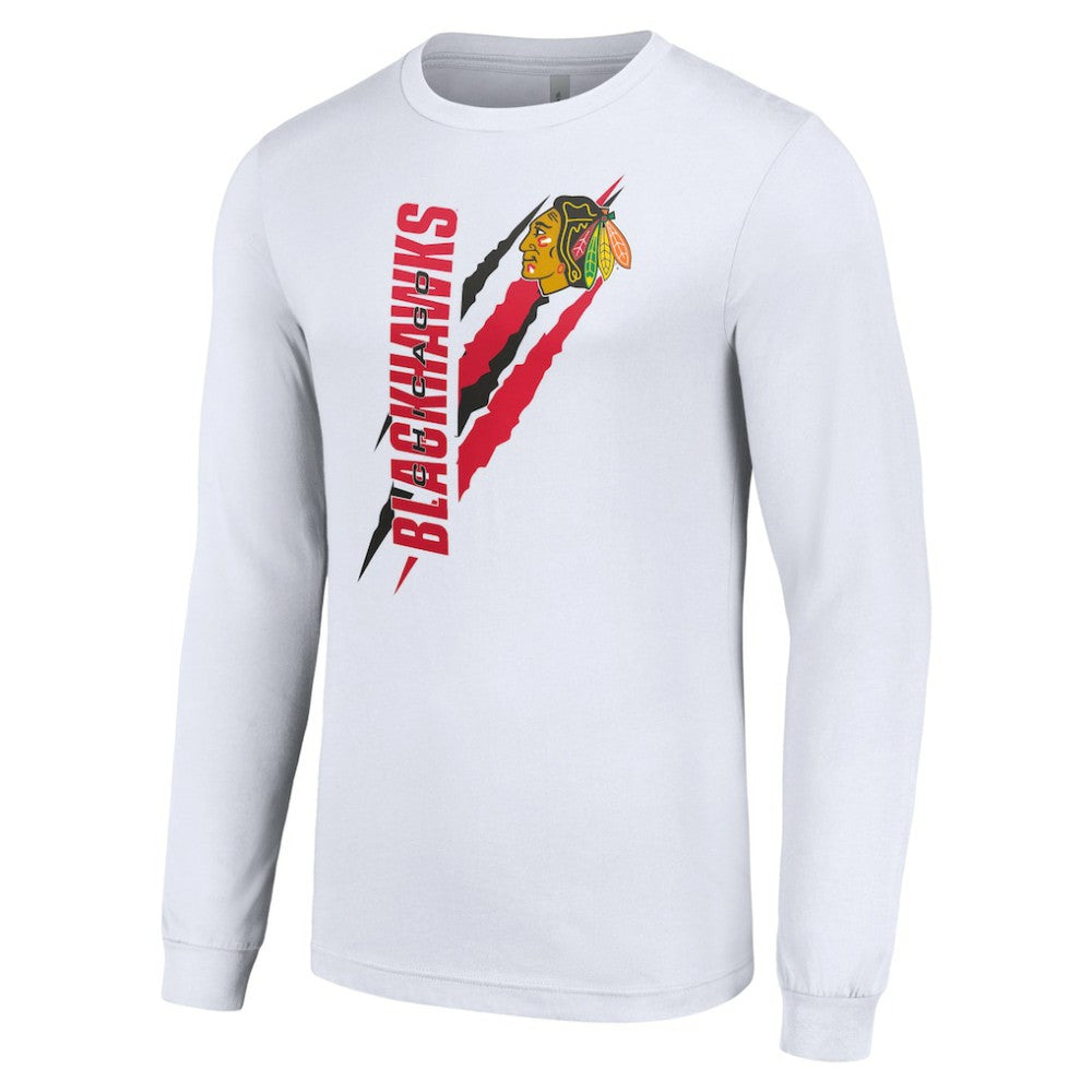 Chicago Blackhawks Starter Color Scratch Long-Sleeve T-Shirt - White - NHL 201074663