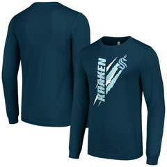 Seattle Kraken Starter Color Scratch Long-Sleeve T-Shirt - Deep Sea Blue - NHL 201074668