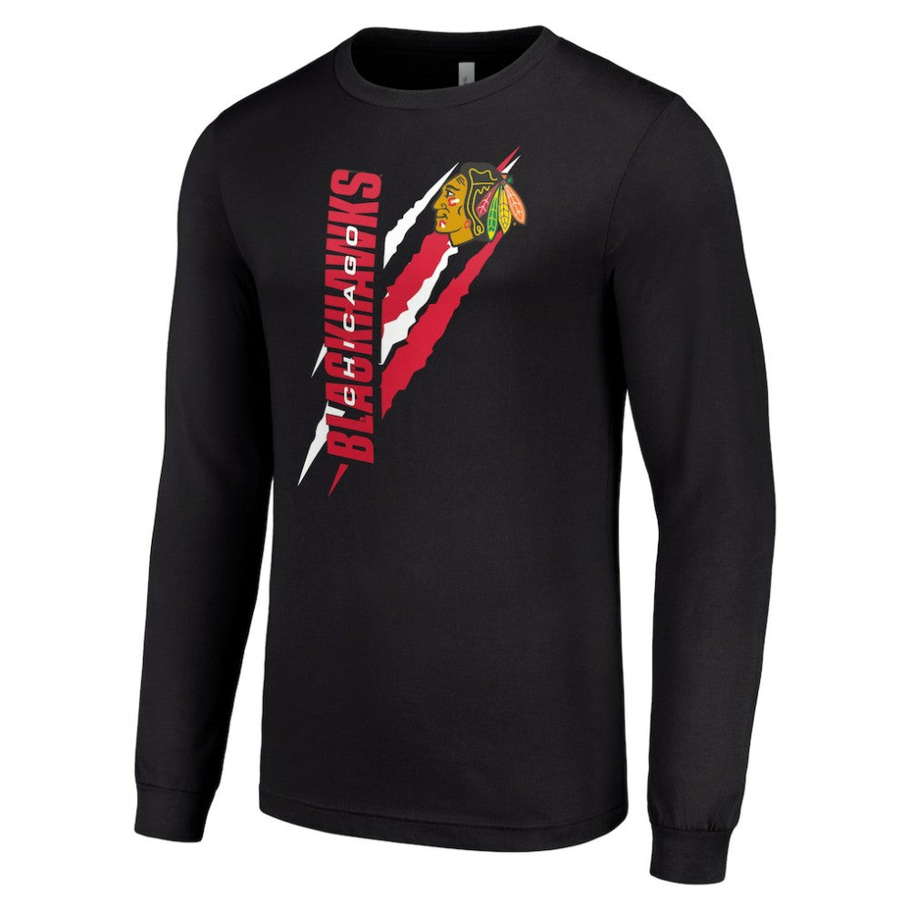 Chicago Blackhawks Starter Color Scratch Long-Sleeve T-Shirt - Black - NHL 201074678