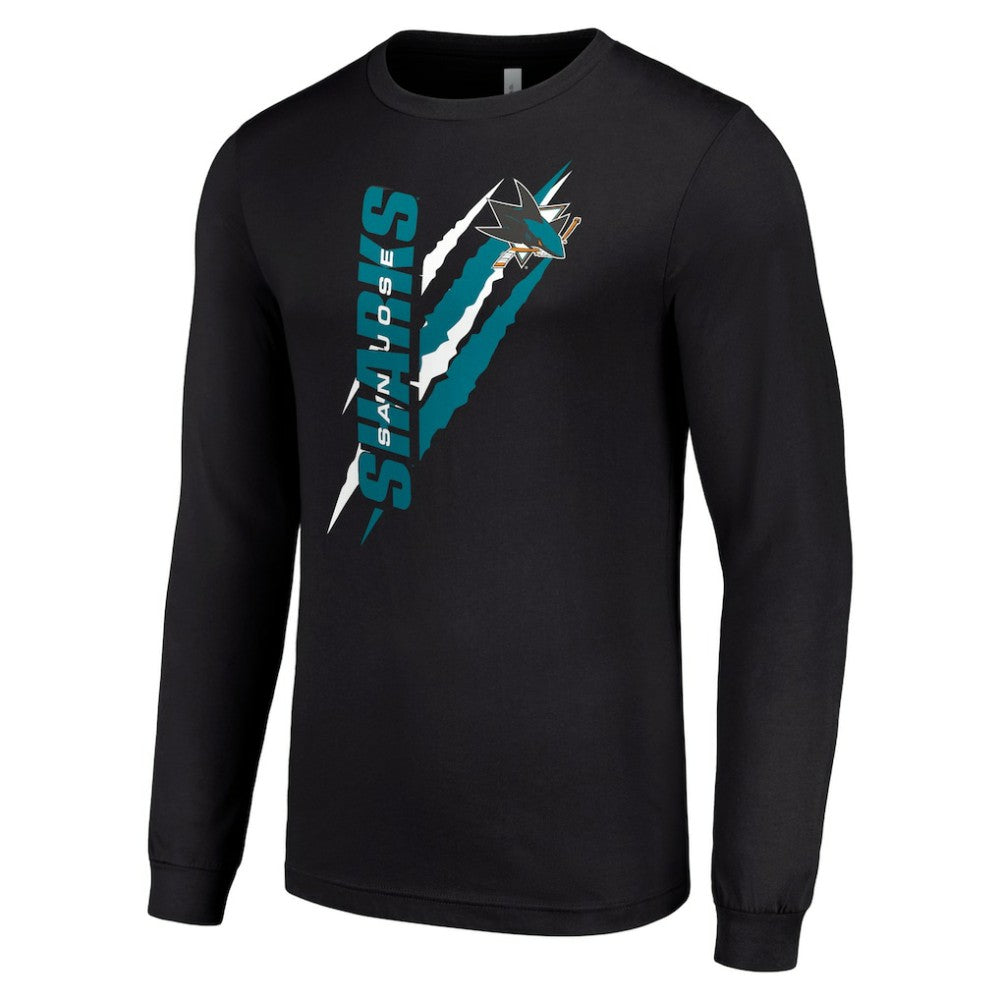 San Jose Sharks Starter Color Scratch Long-Sleeve T-Shirt - Black - NHL 201074684