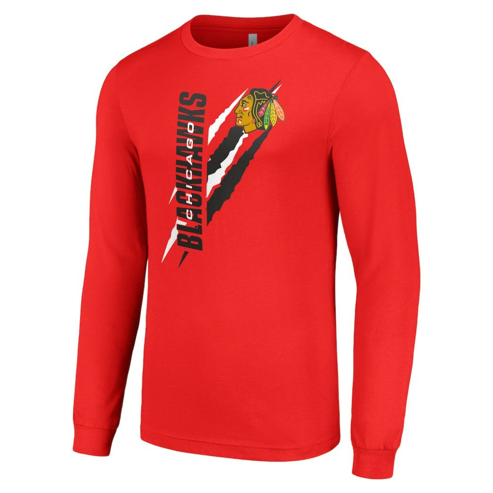 Chicago Blackhawks Starter Color Scratch Long-Sleeve T-Shirt - Red - NHL 201074693