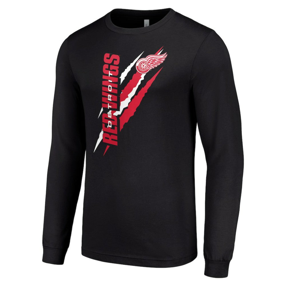 Detroit Red Wings Starter Color Scratch Long-Sleeve T-Shirt - Black - NHL 201074703