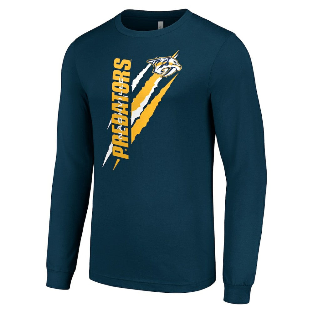 Nashville Predators Starter Color Scratch Long-Sleeve T-Shirt - Navy - NHL 201074711
