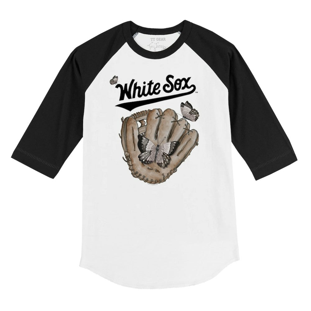 Chicago White Sox Tiny Turnip Youth Butterfly Glove 3/4-Sleeve Raglan T-Shirt - White/Black - MLB on Sale