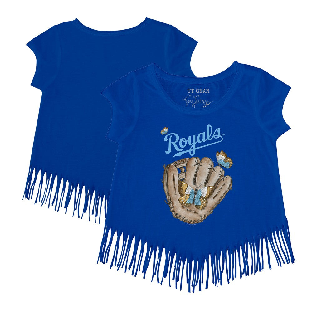Kansas City Royals Tiny Turnip Girls Youth Butterfly Glove Fringe T-Shirt - Royal - MLB Online