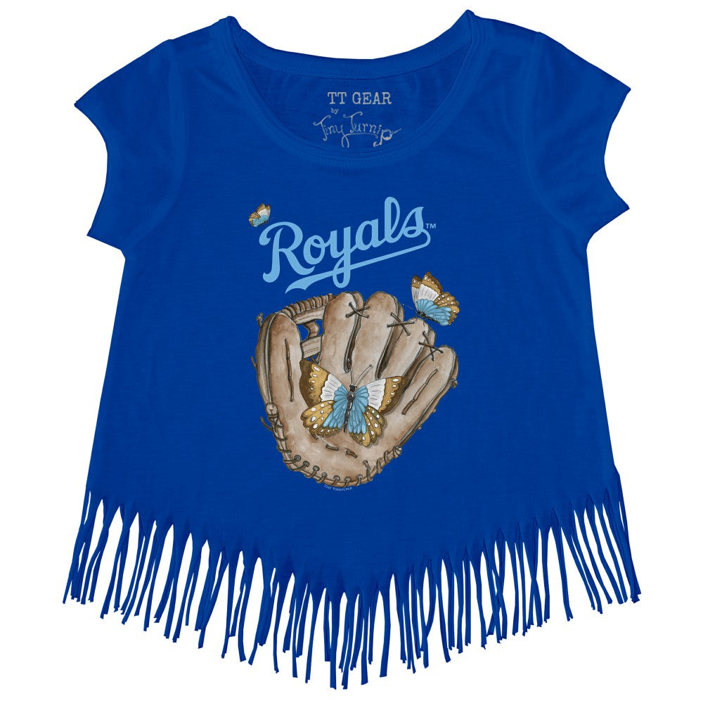 Kansas City Royals Tiny Turnip Girls Youth Butterfly Glove Fringe T-Shirt - Royal - MLB Online