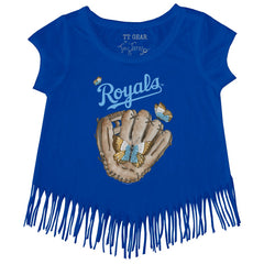 Kansas City Royals Tiny Turnip Girls Youth Butterfly Glove Fringe T-Shirt - Royal - MLB Online