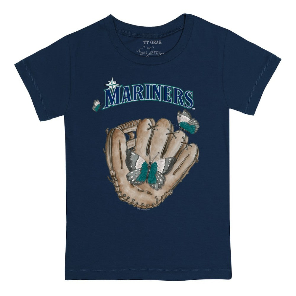 Seattle Mariners Tiny Turnip Youth Butterfly Glove T-Shirt - Navy - MLB Sale