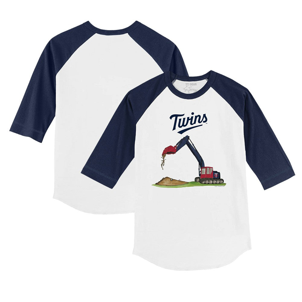 Minnesota Twins Tiny Turnip Youth Excavator 3/4-Sleeve Raglan T-Shirt - White/Navy - MLB Discount