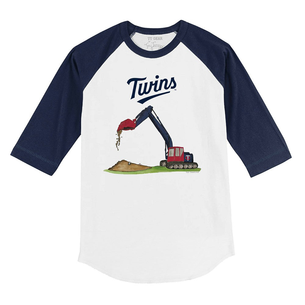 Minnesota Twins Tiny Turnip Youth Excavator 3/4-Sleeve Raglan T-Shirt - White/Navy - MLB Discount