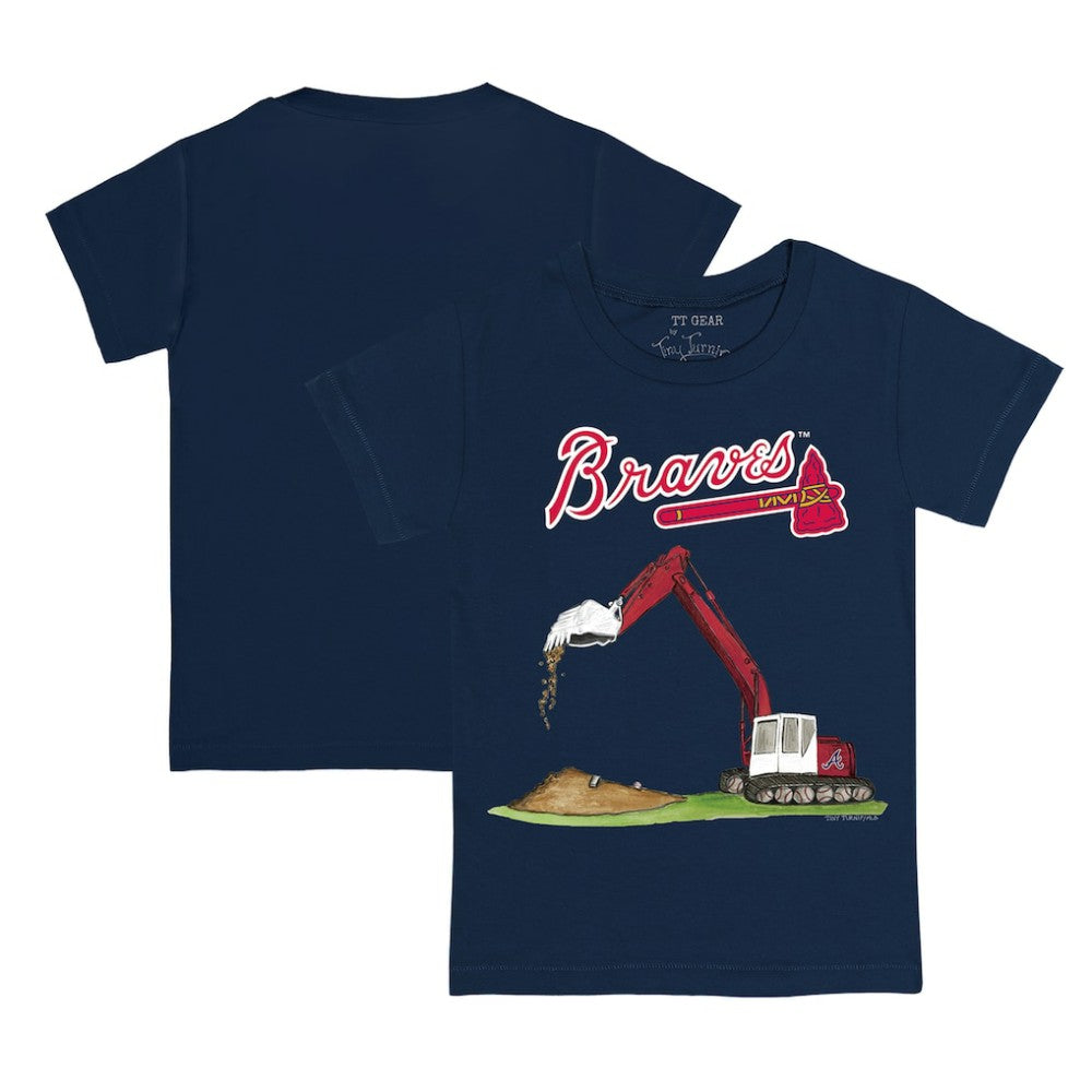 Atlanta Braves Tiny Turnip Youth Excavator T-Shirt - Navy - MLB Discount