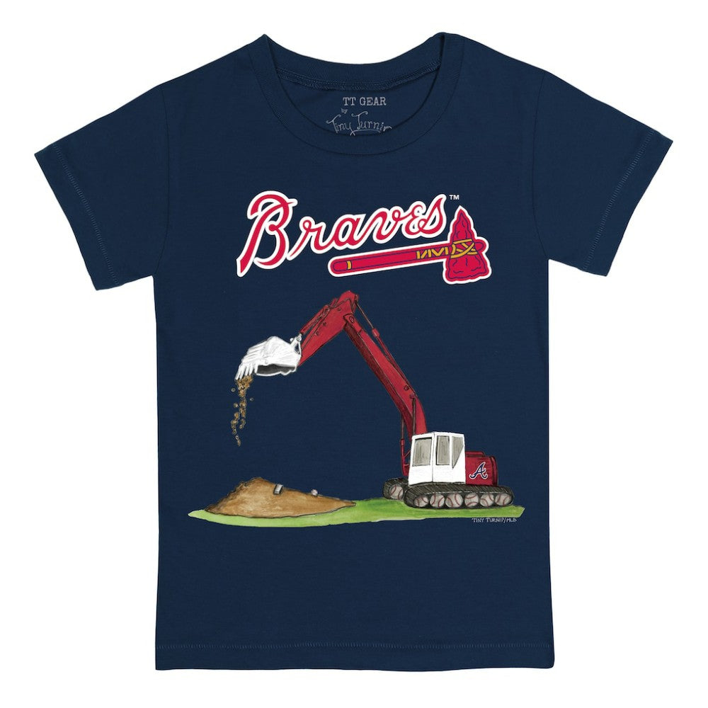 Atlanta Braves Tiny Turnip Youth Excavator T-Shirt - Navy - MLB Discount