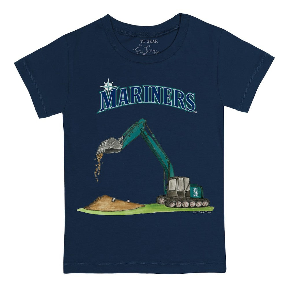 Seattle Mariners Tiny Turnip Youth Excavator T-Shirt - Navy - MLB Discount
