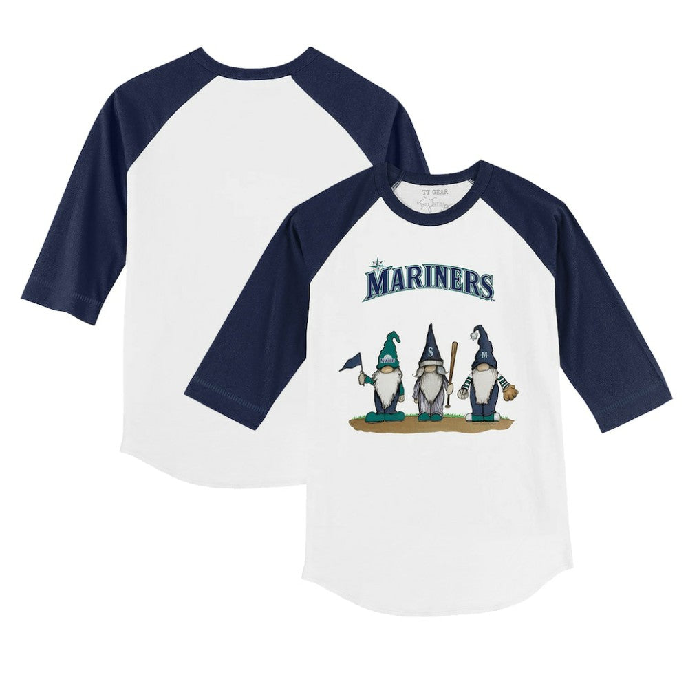 Seattle Mariners Tiny Turnip Youth Gnomes 3/4-Sleeve Raglan T-Shirt - White/Navy - MLB Online