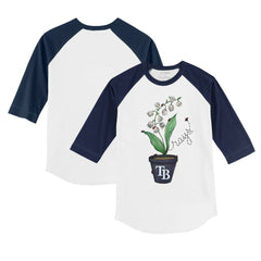 Tampa Bay Rays Tiny Turnip Youth Lilies & Ladybugs 3/4-Sleeve Raglan T-Shirt - White/Navy - MLB on Sale