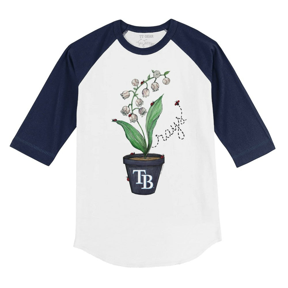 Tampa Bay Rays Tiny Turnip Youth Lilies & Ladybugs 3/4-Sleeve Raglan T-Shirt - White/Navy - MLB on Sale