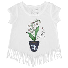 Tampa Bay Rays Tiny Turnip Girls Youth Lilies & Ladybugs Fringe T-Shirt - White - MLB Online