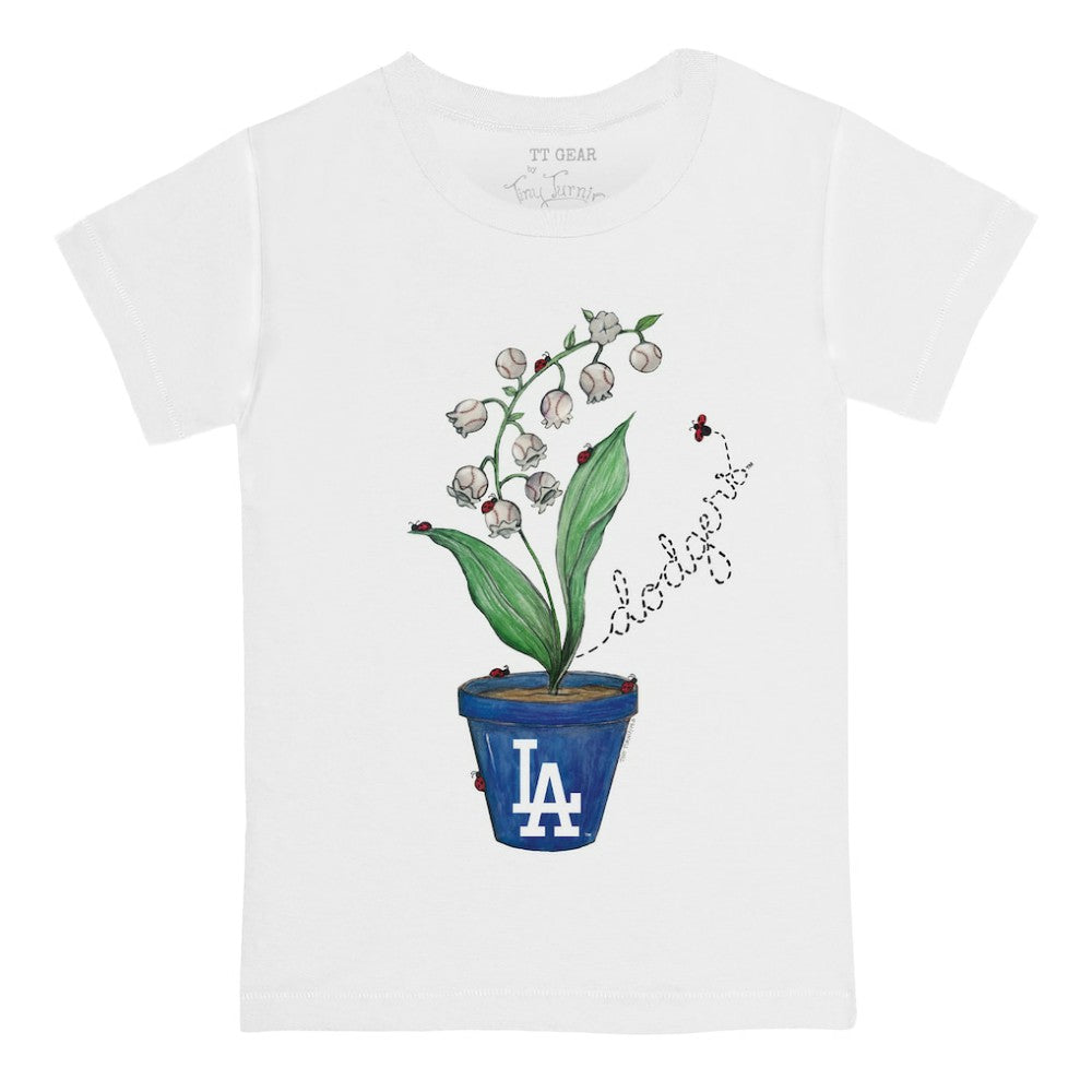 Los Angeles Dodgers Tiny Turnip Youth Lilies & Ladybugs T-Shirt - White - MLB Discount