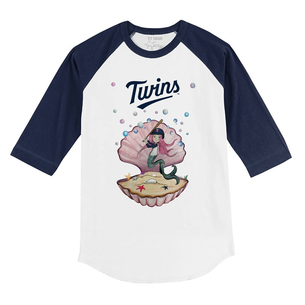 Minnesota Twins Tiny Turnip Youth Mermaid 3/4-Sleeve Raglan T-Shirt - White/Navy - MLB Sale