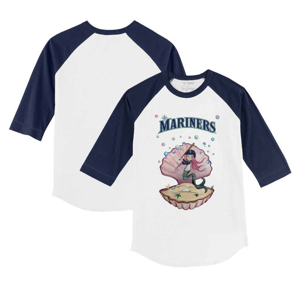Seattle Mariners Tiny Turnip Youth Mermaid 3/4-Sleeve Raglan T-Shirt - White/Navy - MLB Sale