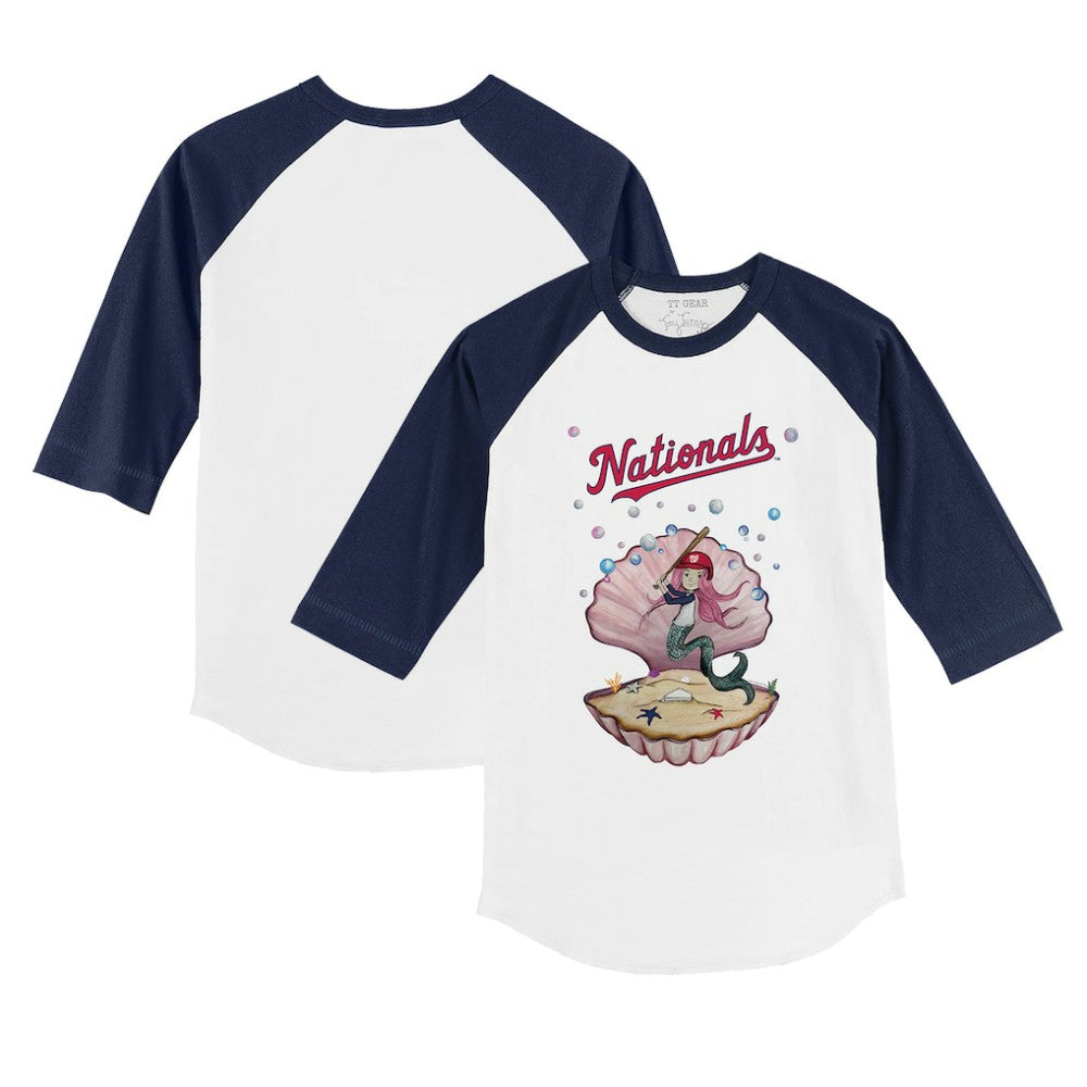 Washington Nationals Tiny Turnip Youth Mermaid 3/4-Sleeve Raglan T-Shirt - White/Navy - MLB Discount