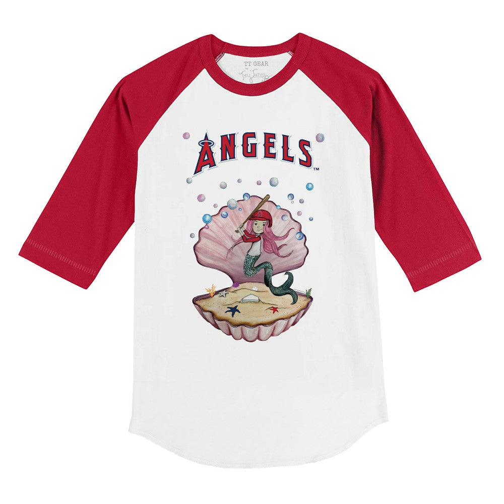Los Angeles Angels Tiny Turnip Youth Mermaid 3/4-Sleeve Raglan T-Shirt - White/Red - MLB on Sale