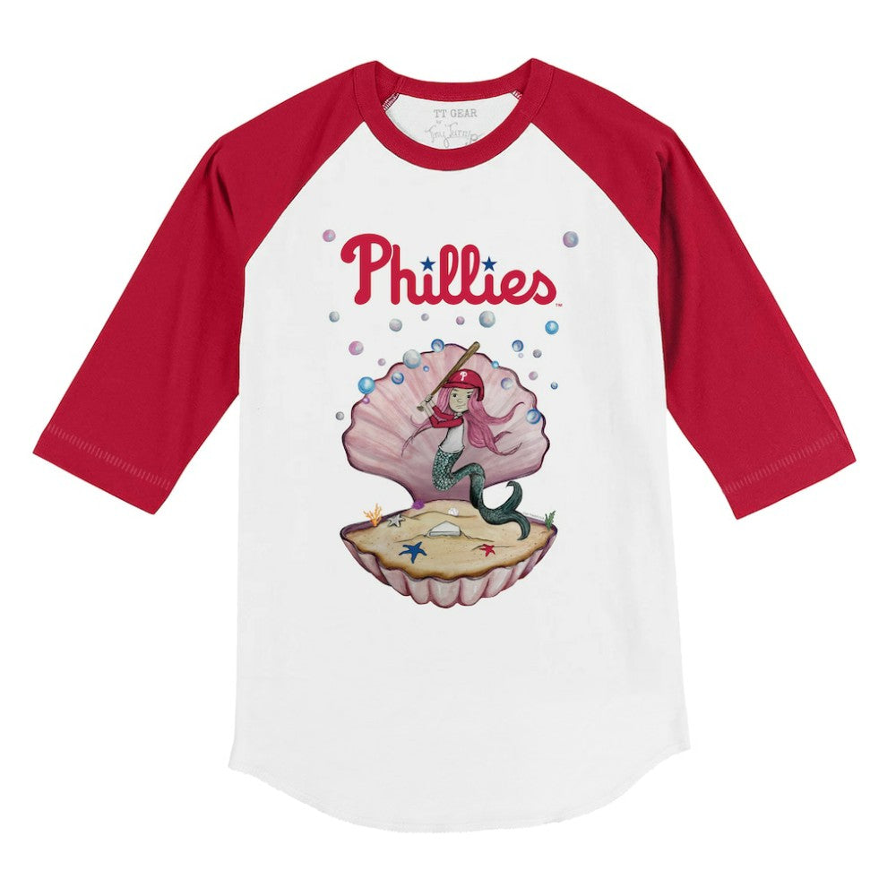 Philadelphia Phillies Tiny Turnip Youth Mermaid 3/4-Sleeve Raglan T-Shirt - White/Red - MLB Lifestyle