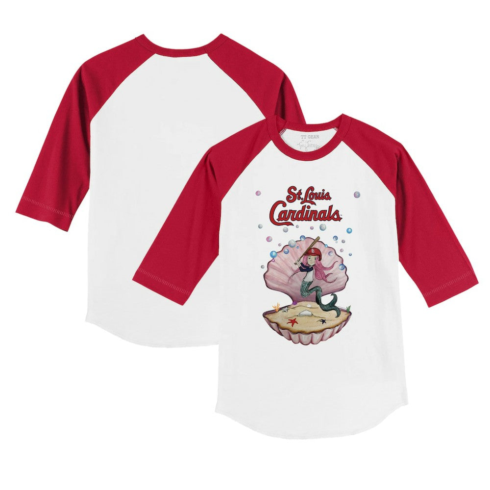 St. Louis Cardinals Tiny Turnip Youth Mermaid 3/4-Sleeve Raglan T-Shirt - White/Red - MLB Lifestyle