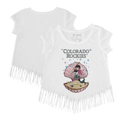 Colorado Rockies Tiny Turnip Girls Youth Mermaid Fringe T-Shirt - White - MLB Sale