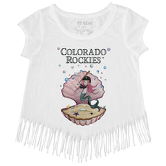 Colorado Rockies Tiny Turnip Girls Youth Mermaid Fringe T-Shirt - White - MLB Sale