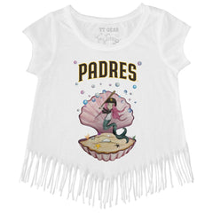 San Diego Padres Tiny Turnip Girls Youth Mermaid Fringe T-Shirt - White - MLB Discount