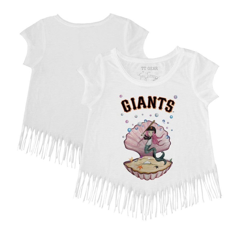 San Francisco Giants Tiny Turnip Girls Youth Mermaid Fringe T-Shirt - White - MLB Lifestyle