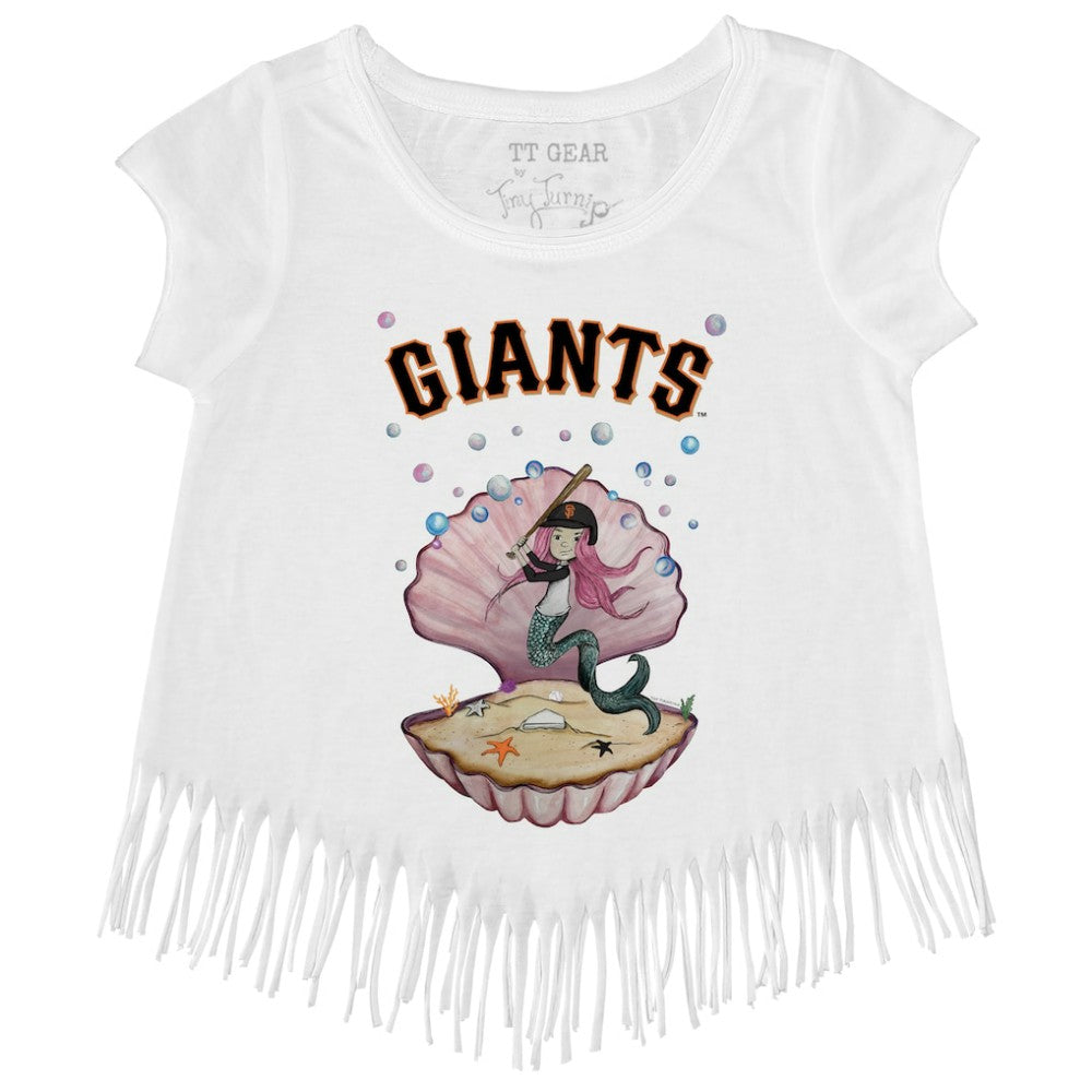 San Francisco Giants Tiny Turnip Girls Youth Mermaid Fringe T-Shirt - White - MLB Lifestyle