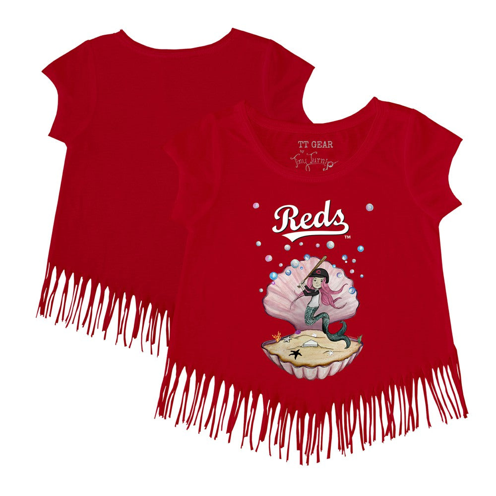 Cincinnati Reds Tiny Turnip Girls Youth Mermaid Fringe T-Shirt - Red - MLB Discount