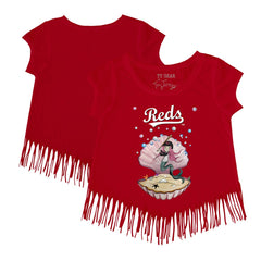 Cincinnati Reds Tiny Turnip Girls Youth Mermaid Fringe T-Shirt - Red - MLB Discount
