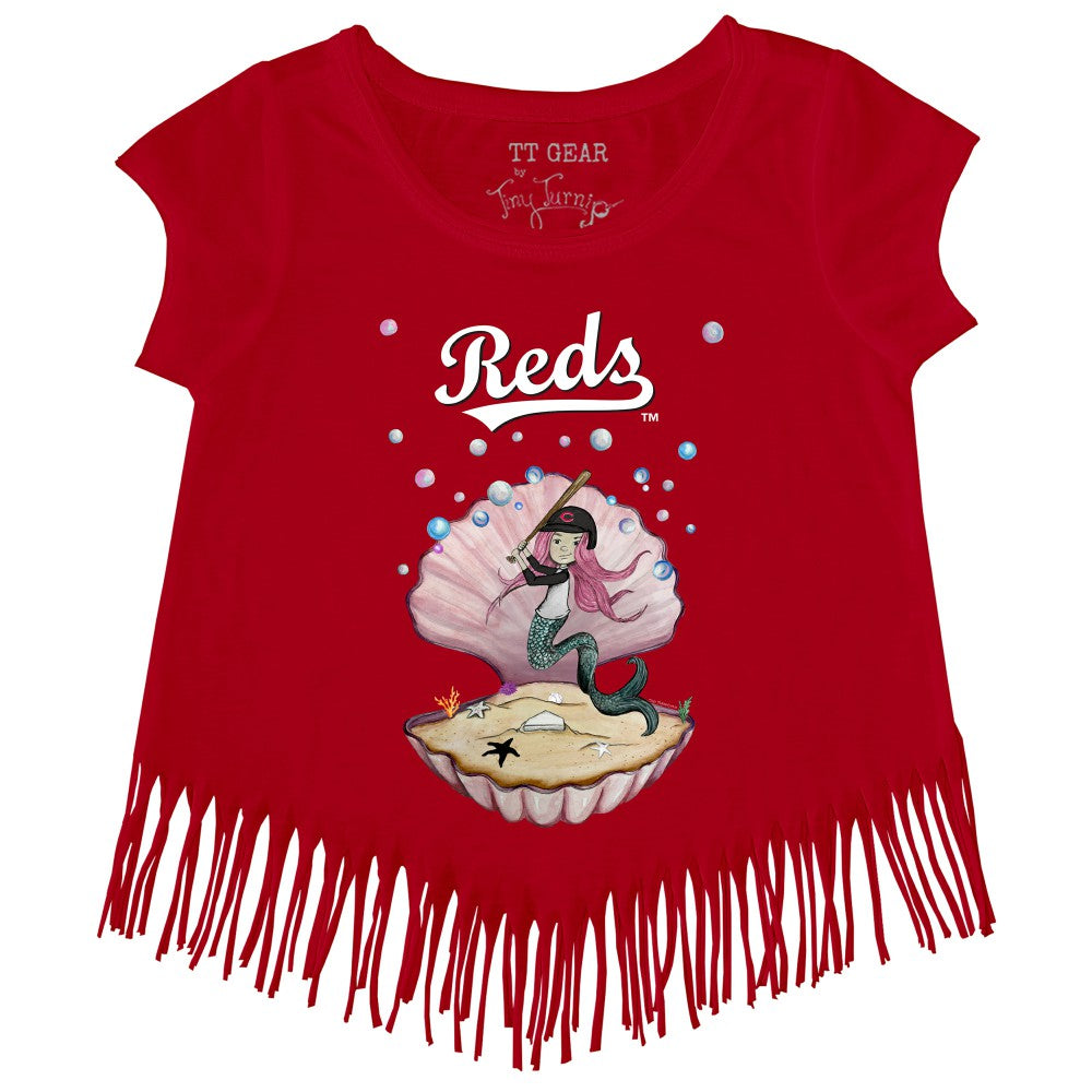 Cincinnati Reds Tiny Turnip Girls Youth Mermaid Fringe T-Shirt - Red - MLB Discount
