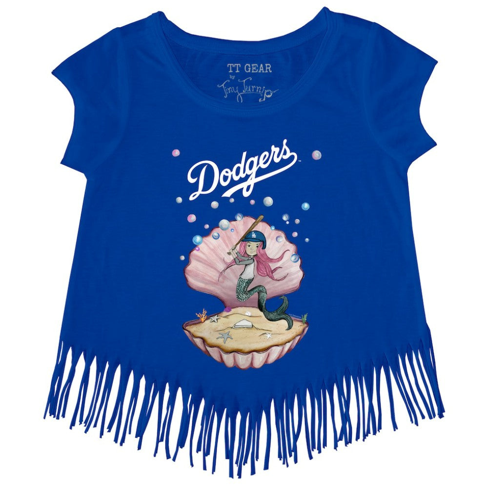 Los Angeles Dodgers Tiny Turnip Girls Youth Mermaid Fringe T-Shirt - Royal - MLB Sale