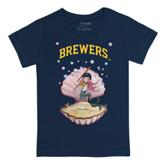 Milwaukee Brewers Tiny Turnip Youth Mermaid T-Shirt - Navy - MLB Discount