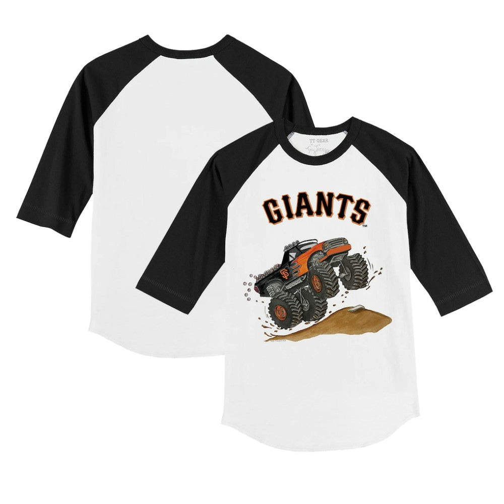 San Francisco Giants Tiny Turnip Youth Monster Truck 3/4-Sleeve Raglan T-Shirt - White/Black - MLB Discount