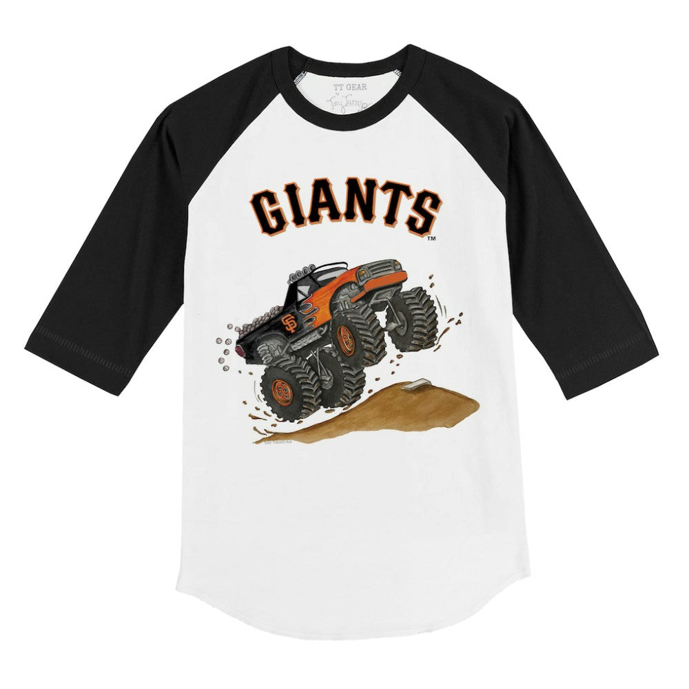 San Francisco Giants Tiny Turnip Youth Monster Truck 3/4-Sleeve Raglan T-Shirt - White/Black - MLB Discount