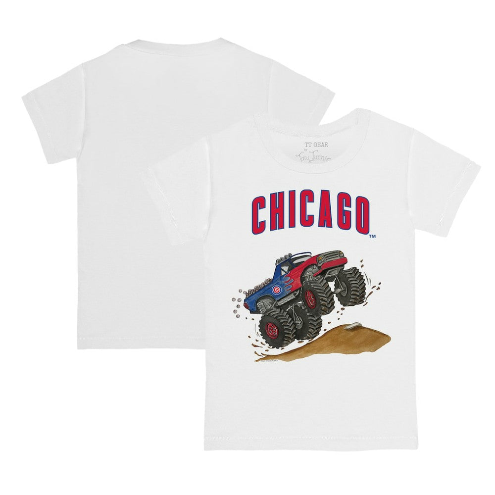 Chicago Cubs Tiny Turnip Youth Monster Truck T-Shirt - White - MLB Sale