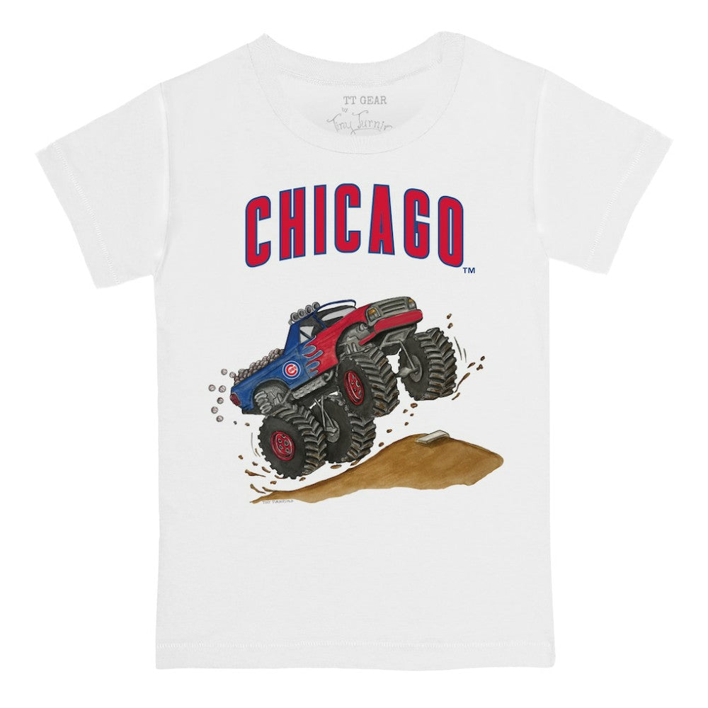 Chicago Cubs Tiny Turnip Youth Monster Truck T-Shirt - White - MLB Sale